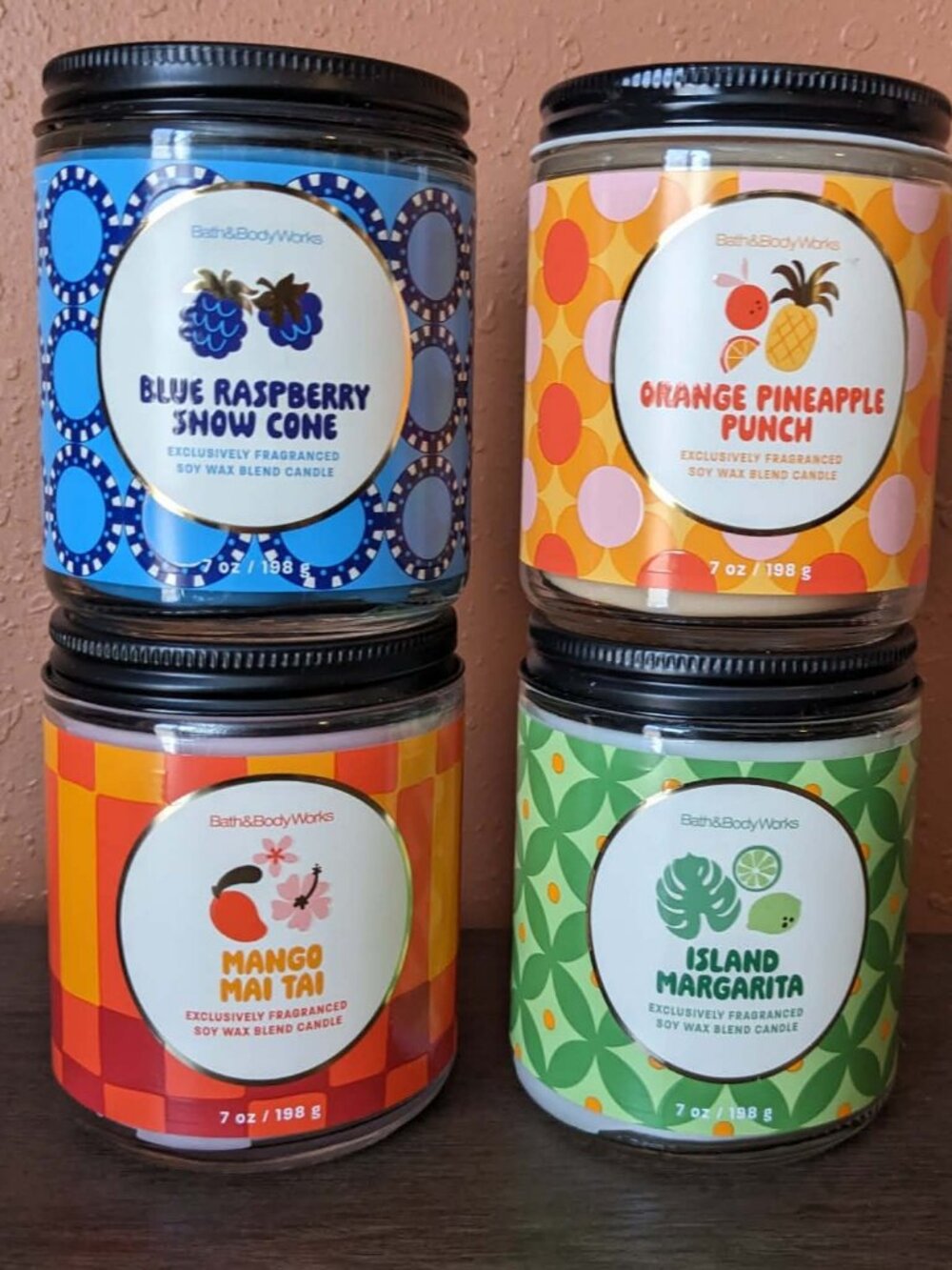 Bath & Body Works Summer Single Wick Candle Lot - 4 Mango Mai Tai Margarita -NEW